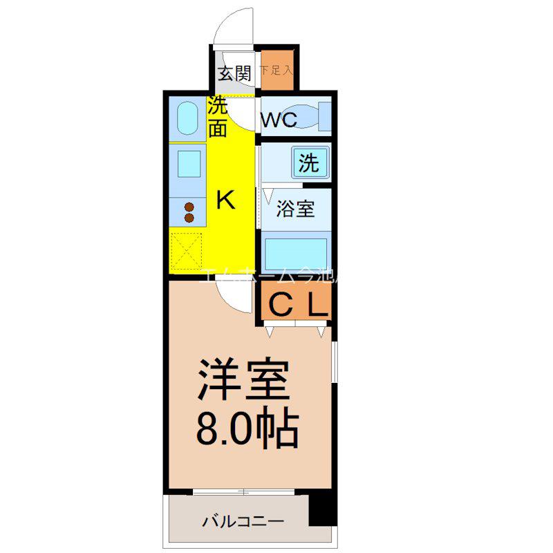リアライズ記念橋(1K/11階)の間取り写真