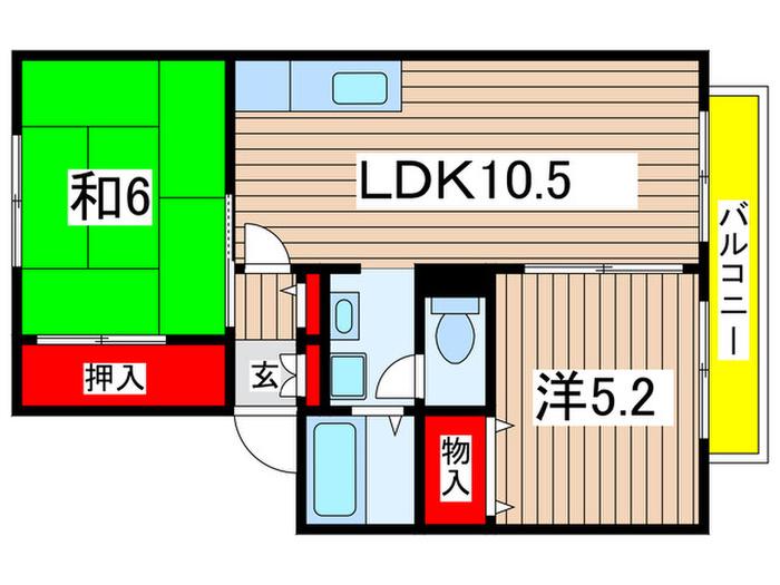 グレイス・パティオⅡ(2LDK/2階)の間取り写真