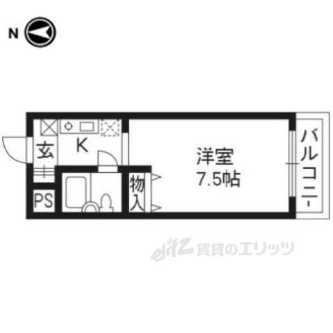 チコーベルメゾン札ノ辻Ⅰ(1K/2階)の間取り写真