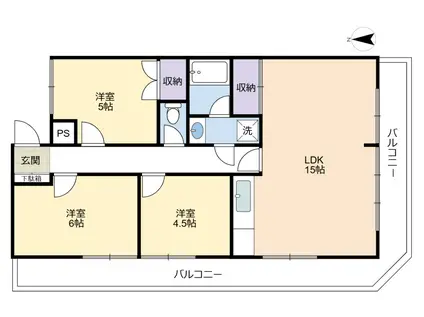 KSYビル(3LDK/4階)の間取り写真