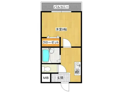 ディンクス大牟田(1K/7階)の間取り写真