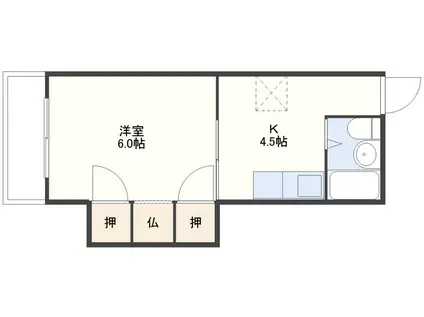 グレース片淵(1K/2階)の間取り写真