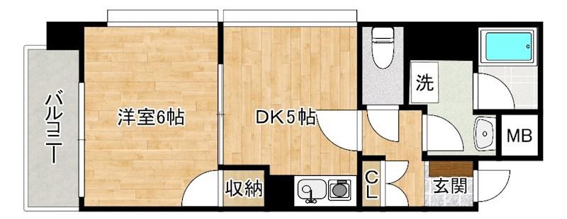 ハートピア鍛冶町(1DK/7階)の間取り写真