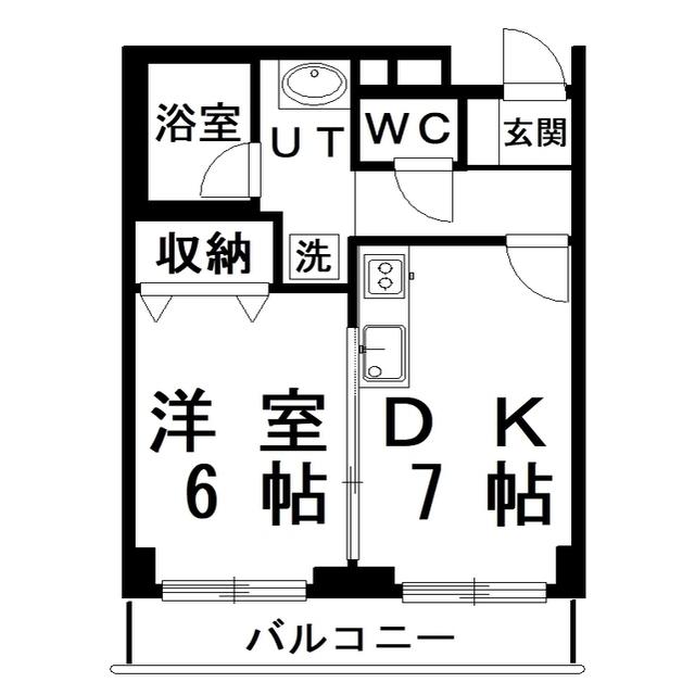 芦野マンション(1DK/2階)の間取り写真