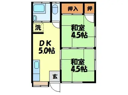 田崎アパート(2DK/2階)の間取り写真