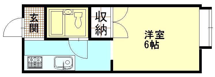 リバーフロント川元C(1K/1階)の間取り写真