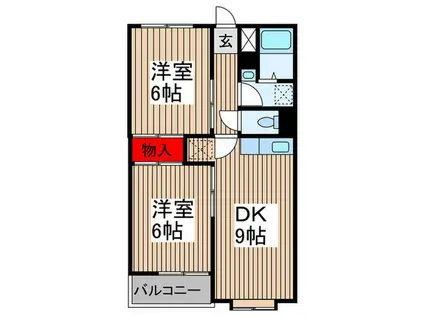 グリ―ンハイツミヤノ(2DK/1階)の間取り写真