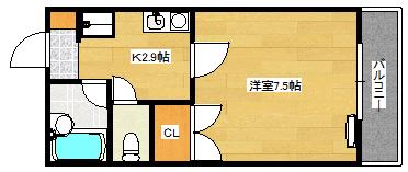 ヴィラ瀬川(1K/3階)の間取り写真