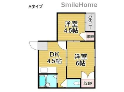 シャンブル北加賀屋(2DK/4階)の間取り写真