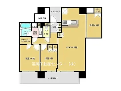 照葉ザ・タワー(3LDK/14階)の間取り写真