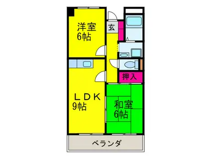 高師浜シーサイドマンションⅠ(2LDK/3階)の間取り写真