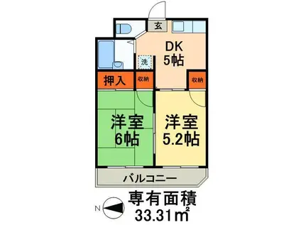 藤マンション(2K/1階)の間取り写真