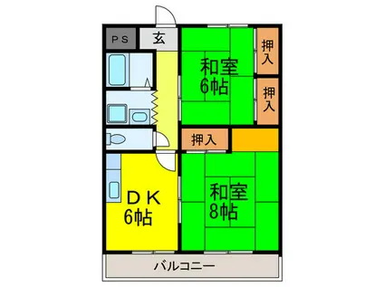 ハイツ宏有(2DK/3階)の間取り写真