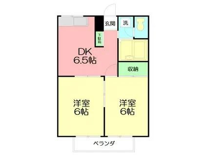 エステート笹尾(2DK/2階)の間取り写真