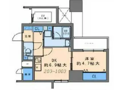 アスラン江戸堀(1DK/11階)の間取り写真