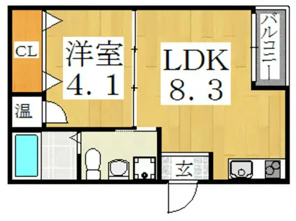 メゾン・オークルI(1LDK/2階)の間取り写真