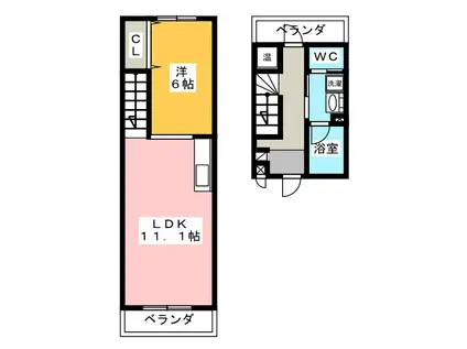 プリンセスライン石神井台(1LDK/2階)の間取り写真