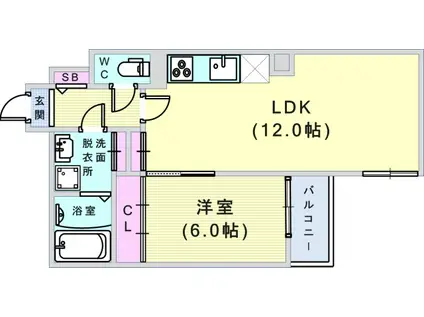 木屋町不動ビル(1LDK/5階)の間取り写真