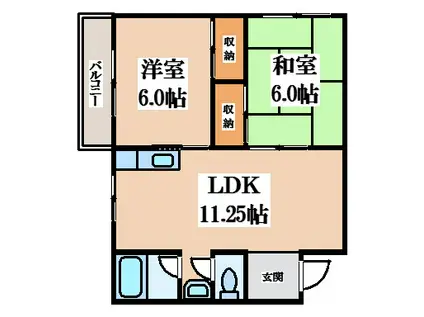 三ツ川マンション(2LDK/3階)の間取り写真