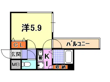 ロイヤルヒル神戸三ノ宮II(1K/11階)の間取り写真