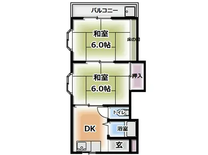 赤井マンション高柳(2DK/4階)の間取り写真