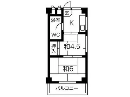 秋山ハイツ(2K/3階)の間取り写真