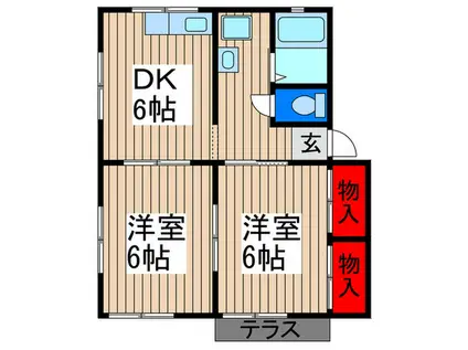 シティハイム神田(2DK/1階)の間取り写真