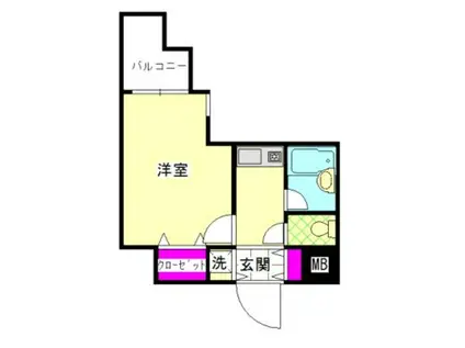 ダイナコート大博通(1K/2階)の間取り写真