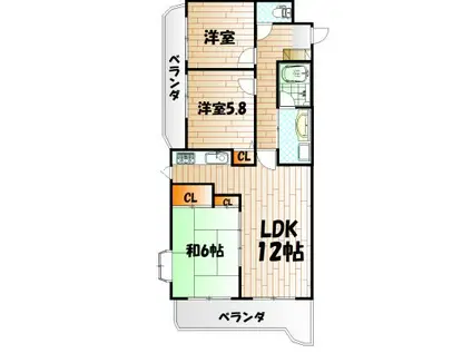 ライオンズマンション三萩野(4LDK/2階)の間取り写真