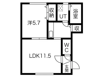 メゾン琴似(1LDK/2階)の間取り写真