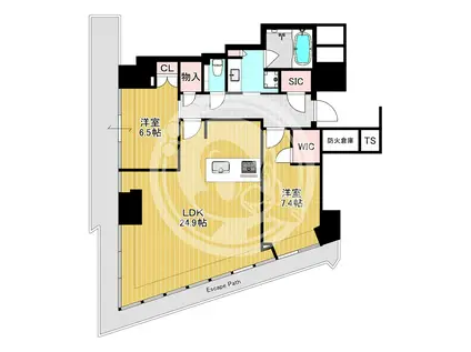 BRILLIA TOWER堂島(2LDK/17階)の間取り写真