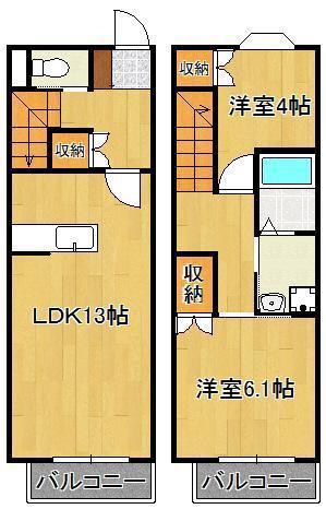サングリーン君ヶ浜(2LDK/2階)の間取り写真