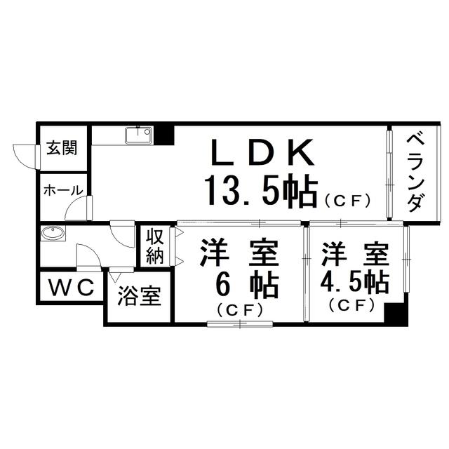 サンライトパレス(2LDK/5階)の間取り写真