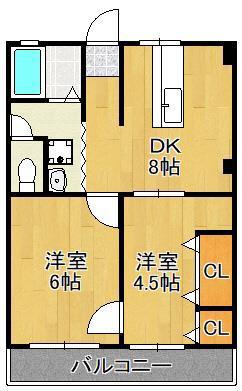 第二白石ビル(2DK/1階)の間取り写真