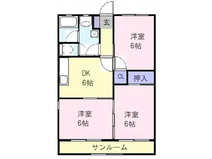 サークルバレー津(3DK/2階)の間取り写真