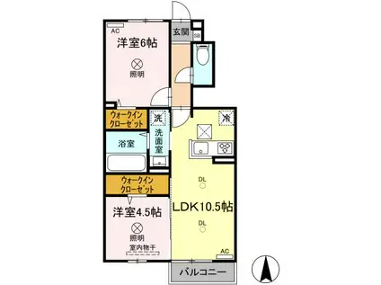 ソレイユルヴァン(2LDK/1階)の間取り写真