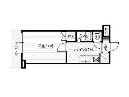 トレンティーノ(1K/3階)の間取り写真