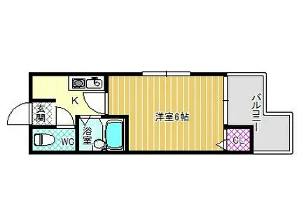 D・Hマンション(1K/5階)の間取り写真