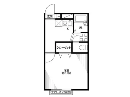 プレジール 花島公園II(1K/2階)の間取り写真