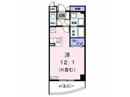 ミルフォード(ワンルーム/2階)の間取り写真