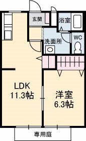 ソレジオKAWAKAMI(1LDK/2階)の間取り写真