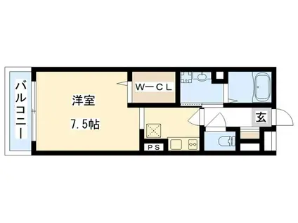 モンテリブロ アサヒ(1K/2階)の間取り写真