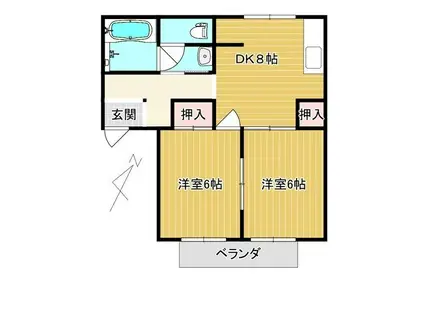 コーポみどり(2DK/2階)の間取り写真