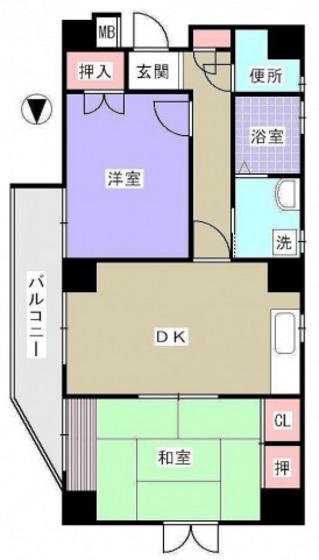 エーデル宇品海岸通(2DK/5階)の間取り写真