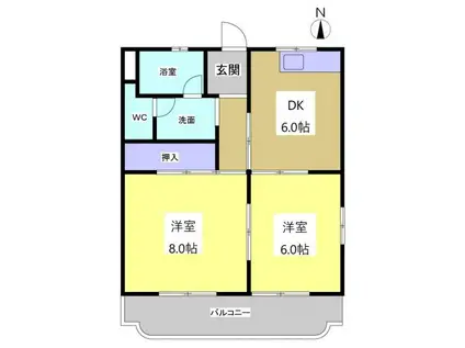 トラストマンション(2DK/1階)の間取り写真