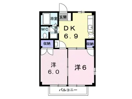 ニューシティヤスタ(2DK/2階)の間取り写真