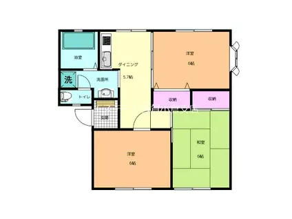 サクセス葛原(2LDK/2階)の間取り写真