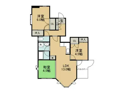TKH-II(3LDK/3階)の間取り写真