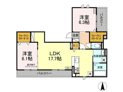 D-AVANCE 花田(2LDK/3階)の間取り写真