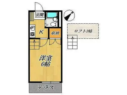 グレースハイツ狭山(1K/2階)の間取り写真